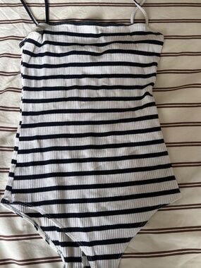 Reformation Blue & White Stripe Bodysuit